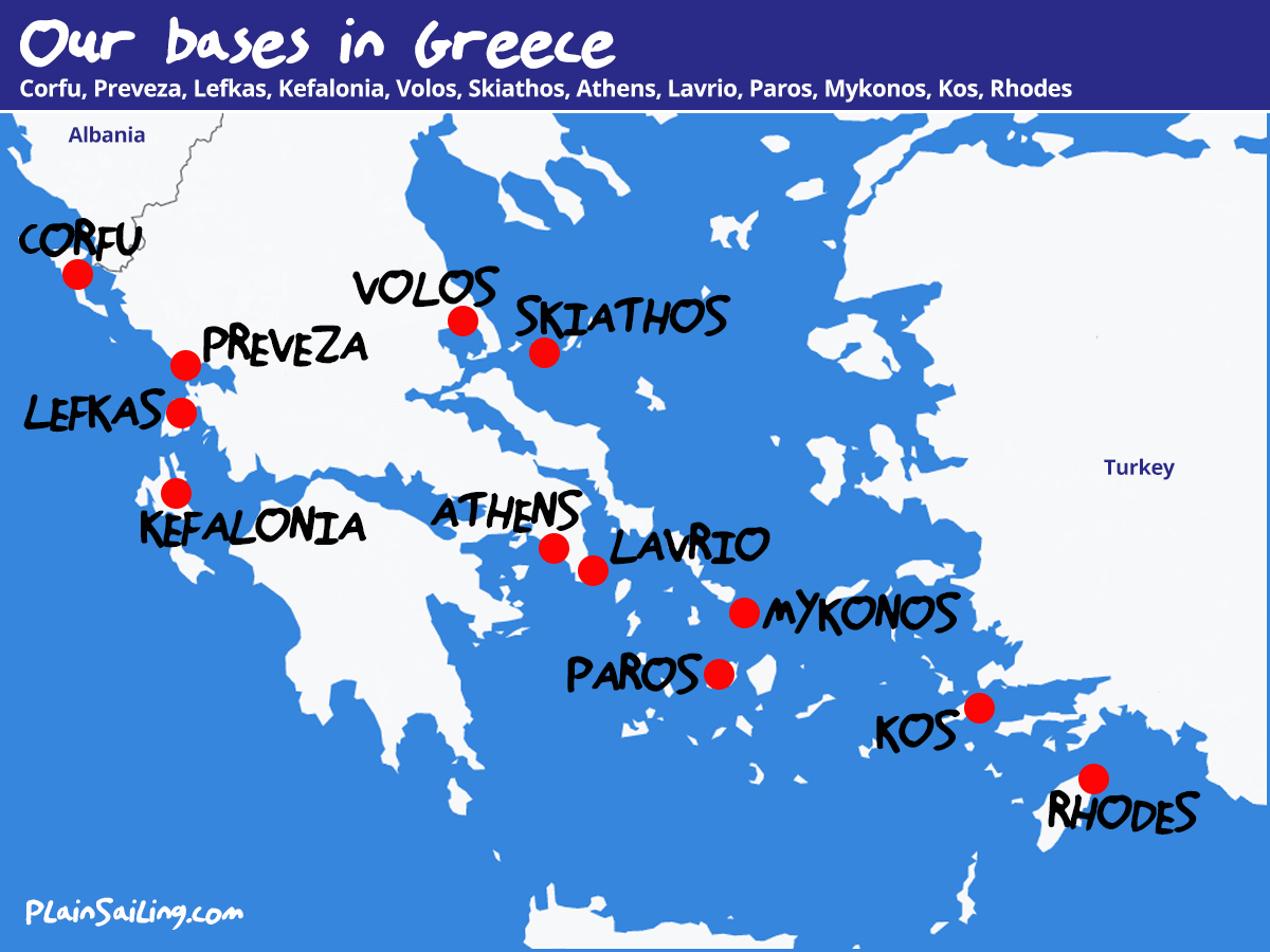 Our Yacht Charter base in Greece - Corfu, Lefkas, Preveza, Athens, Kos, Rhodes, Lavrio, Skiathos, Volos and Kefalonia. Our Yacht Charter base in Greece - Corfu, Lefkas, Preveza, Athens, Kos, Rhodes, Lavrio, Skiathos, Volos and Kefalonia